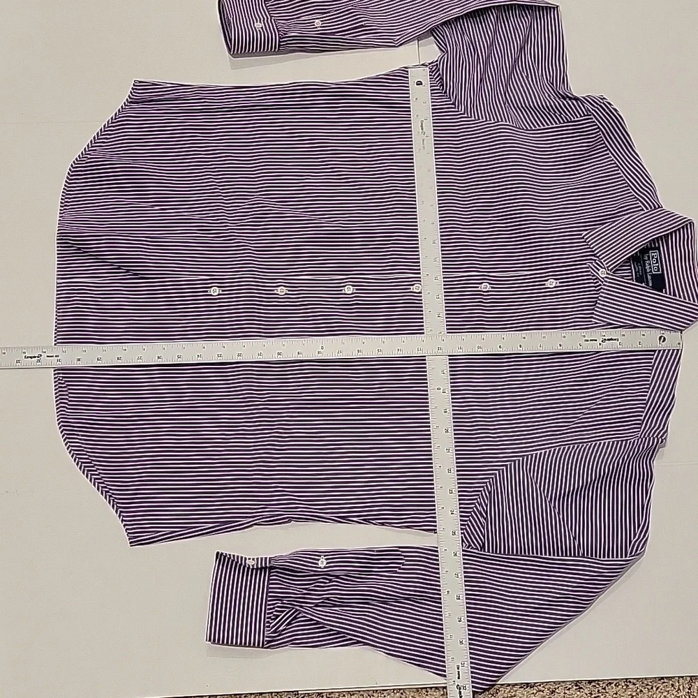 Polo by Ralph Lauren Curham Classic Fit, Men's Purple with White Stripes 16.5-36